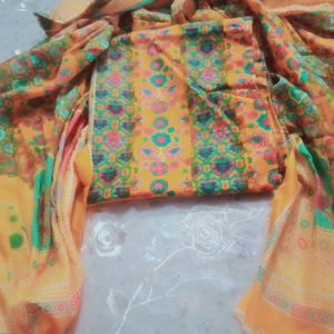 three  pieceHigh Quality Unstitched Cotton Block Print Three Piece For Women - Dress For Girls - 3 Pice Dress - Three Piece