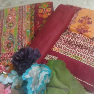 High Quality Unstitched Cotton Multi Color Print Three Piece For Women - Dress For Girls - 3 Pice Dress - Three Piece