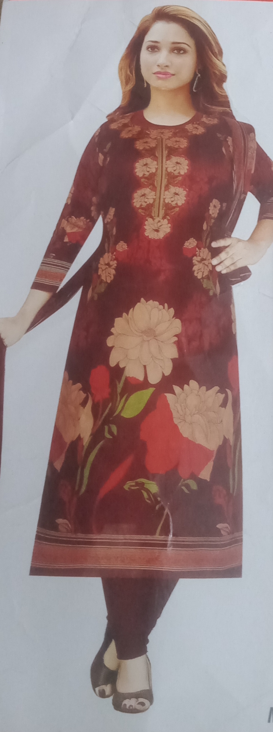 High Quality Unstitched Cotton Multi Color Print ThreePiece  For Women - Dress For Girls - 3 Pice Dress - Three Piece - Image 2