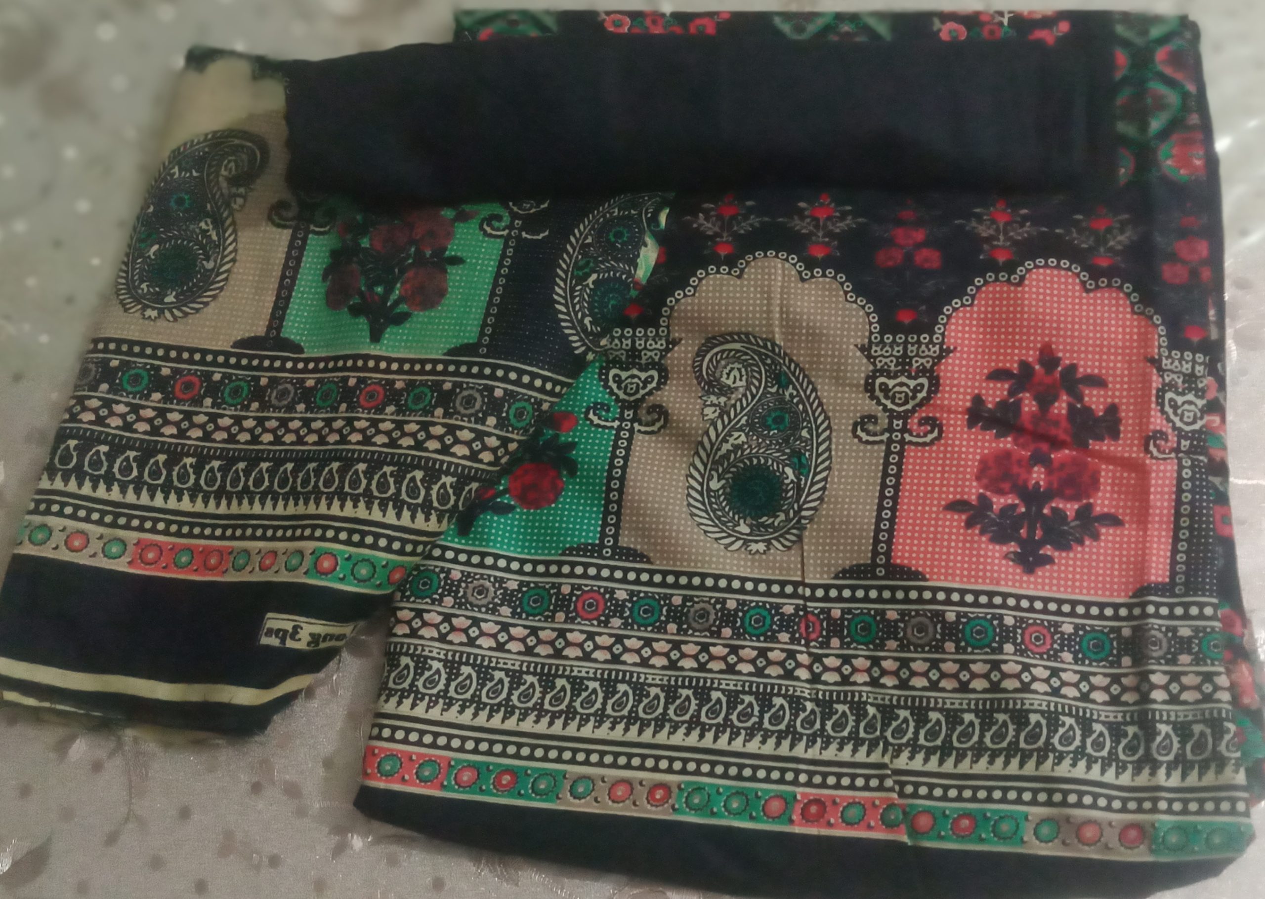 High Quality Unstitched Cotton Multicolor Print Three Piece For Women - Dress For Girls - 3 Pice Dress - Three Piece - Image 2