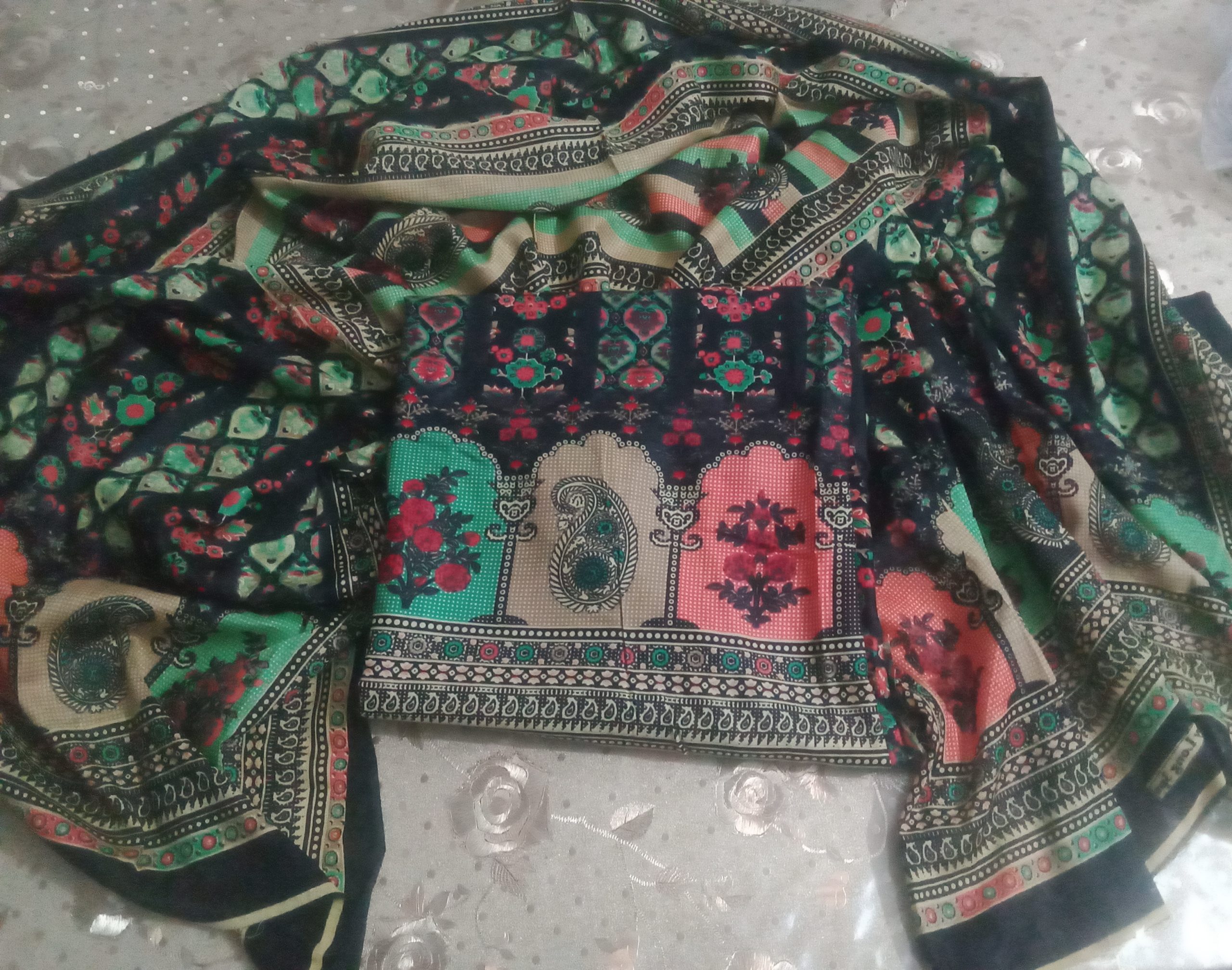 High Quality Unstitched Cotton Multicolor Print Three Piece For Women - Dress For Girls - 3 Pice Dress - Three Piece