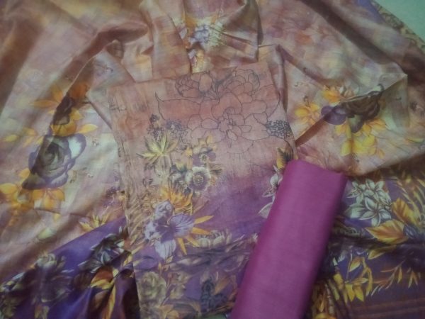 New Exclusive Collection High Qualities Unstitched Multicolor Cotton three piece For Women - Girls-Dress 3pic.. - Image 5