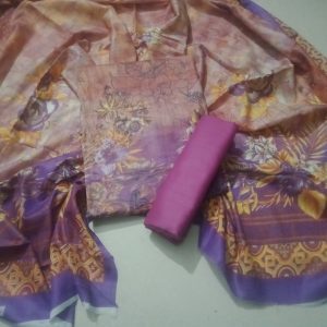 New Exclusive Collection High Qualities Unstitched Multicolor Cotton three piece For Women - Girls-Dress 3pic..