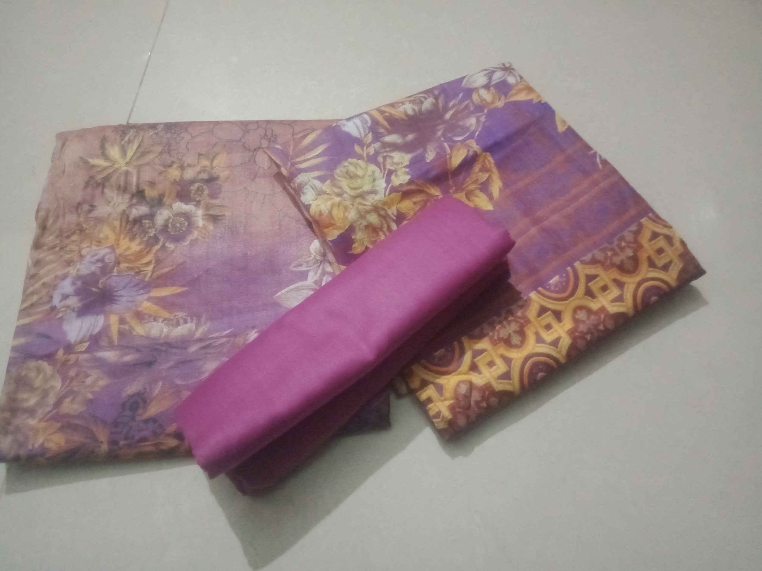 New Exclusive Collection High Qualities Unstitched Multicolor Cotton three piece For Women - Girls-Dress 3pic.. - Image 2