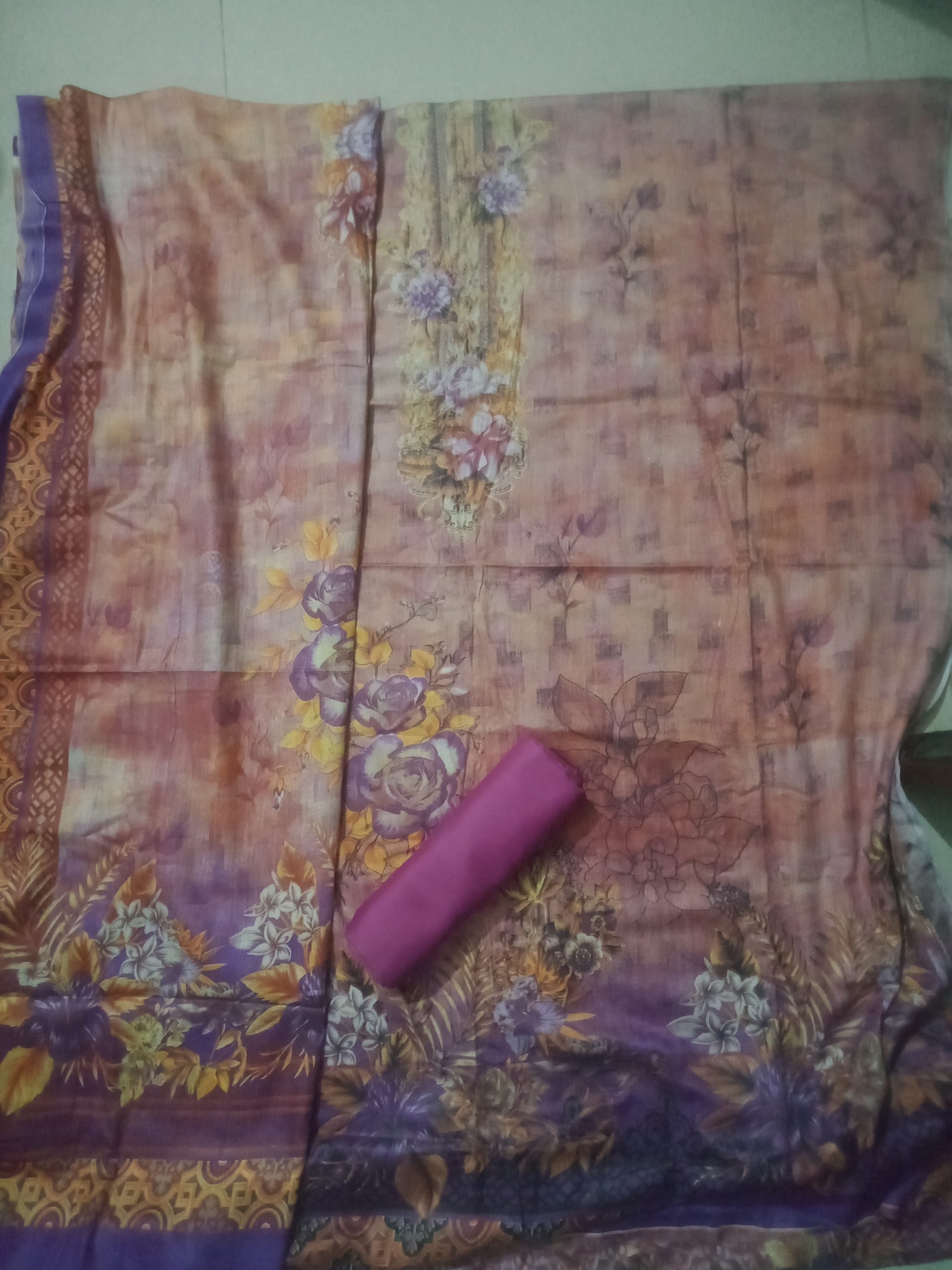 New Exclusive Collection High Qualities Unstitched Multicolor Cotton three piece For Women - Girls-Dress 3pic.. - Image 4