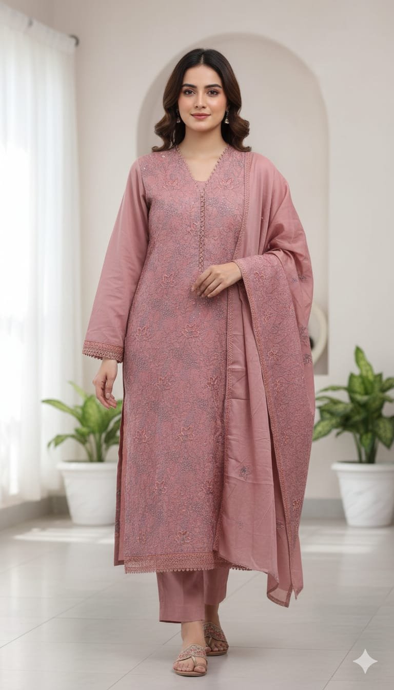 সুতি আনরেডি থ্রি পিস ৷ - Image 2