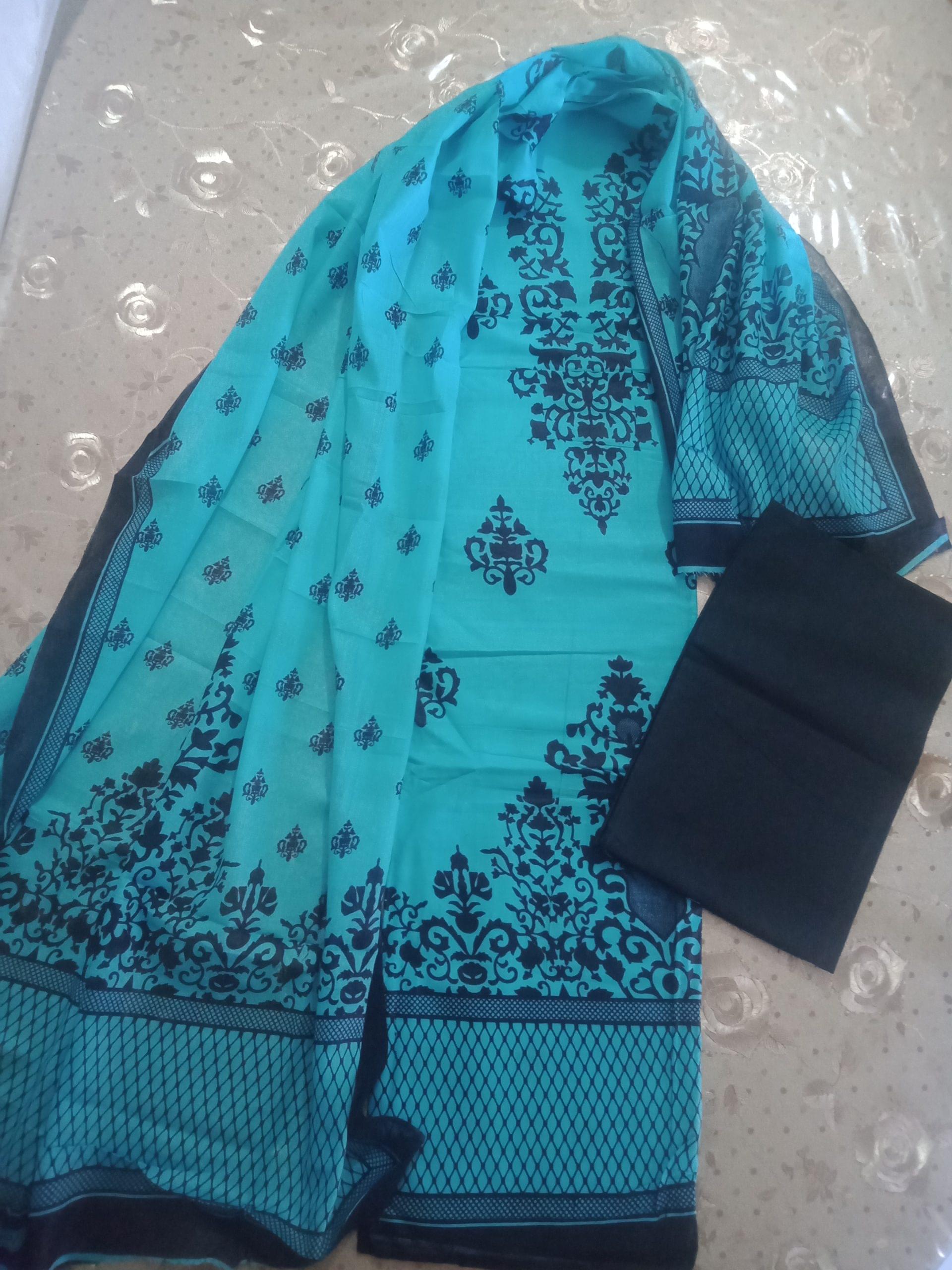 Latest Designed, High Quality Cotton Fabric, Exclusive, Fashionable, Stylish and Comfortable, Salwar Kameez for Women (Three pcs)